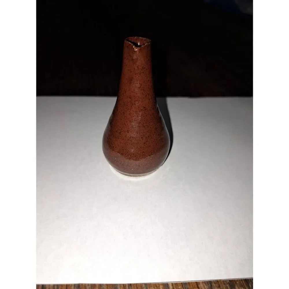 2005 Miracle Pottery Miniature Brown Decor Pitcher Jug Vase with Handle
